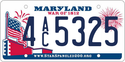 MD license plate 4AC5325