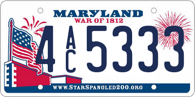 MD license plate 4AC5333