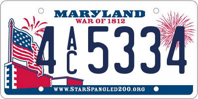 MD license plate 4AC5334
