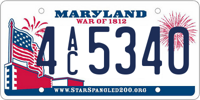 MD license plate 4AC5340