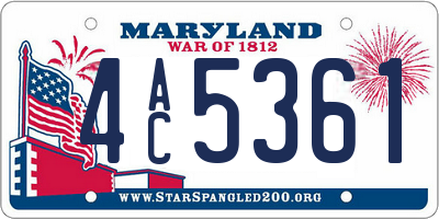 MD license plate 4AC5361