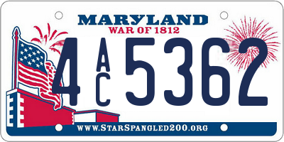 MD license plate 4AC5362