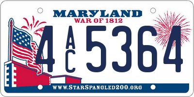 MD license plate 4AC5364