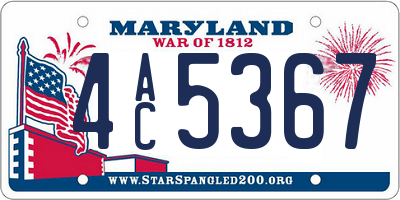 MD license plate 4AC5367