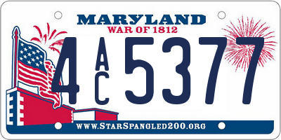 MD license plate 4AC5377