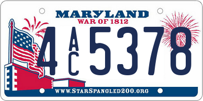 MD license plate 4AC5378