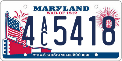 MD license plate 4AC5418