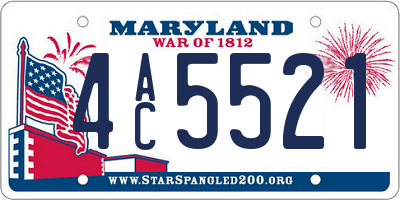 MD license plate 4AC5521