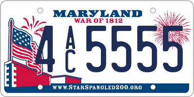 MD license plate 4AC5555