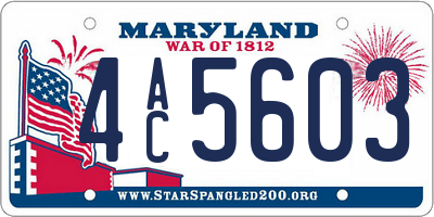 MD license plate 4AC5603