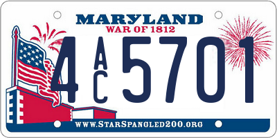 MD license plate 4AC5701
