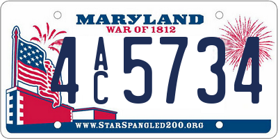 MD license plate 4AC5734