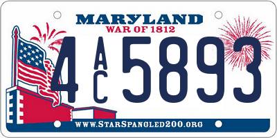 MD license plate 4AC5893