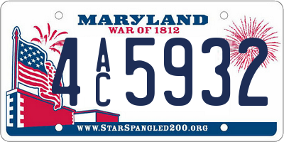 MD license plate 4AC5932