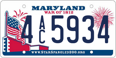 MD license plate 4AC5934