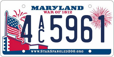 MD license plate 4AC5961