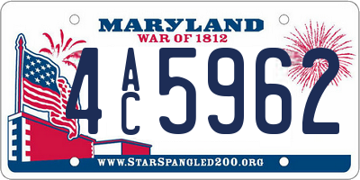 MD license plate 4AC5962
