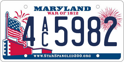MD license plate 4AC5982