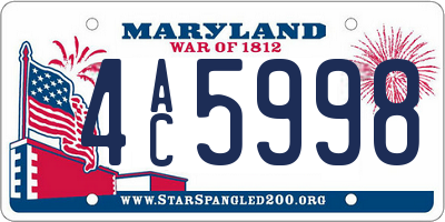 MD license plate 4AC5998