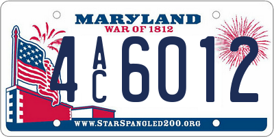 MD license plate 4AC6012