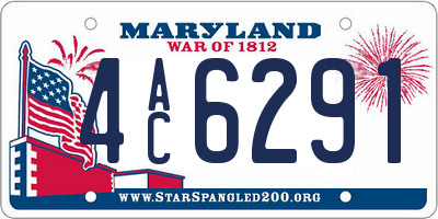 MD license plate 4AC6291
