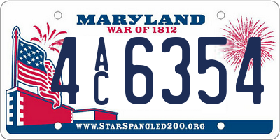MD license plate 4AC6354