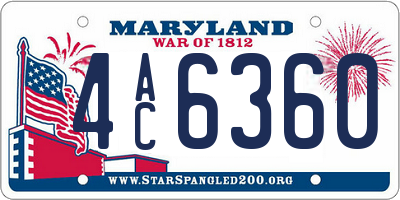 MD license plate 4AC6360