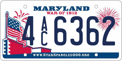 MD license plate 4AC6362