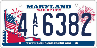 MD license plate 4AC6382