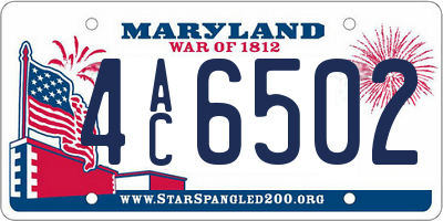 MD license plate 4AC6502