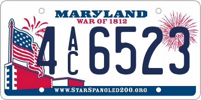 MD license plate 4AC6523