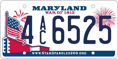 MD license plate 4AC6525