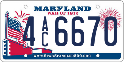 MD license plate 4AC6670