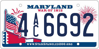 MD license plate 4AC6692