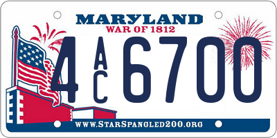MD license plate 4AC6700