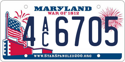 MD license plate 4AC6705
