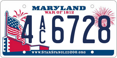 MD license plate 4AC6728