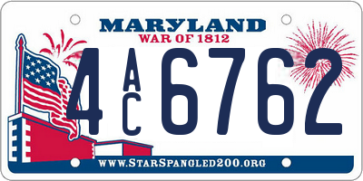 MD license plate 4AC6762