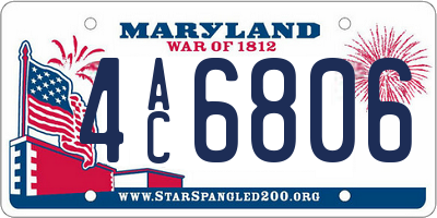 MD license plate 4AC6806