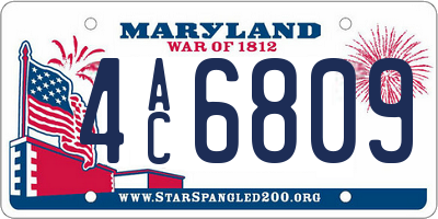MD license plate 4AC6809