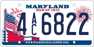 MD license plate 4AC6822