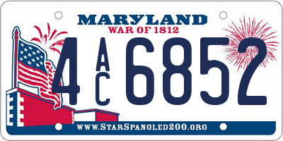 MD license plate 4AC6852