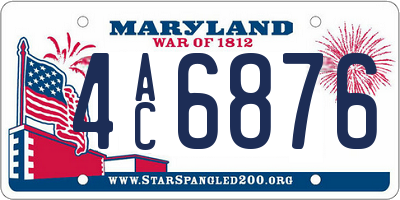 MD license plate 4AC6876