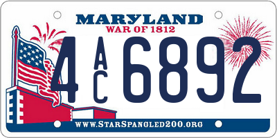 MD license plate 4AC6892