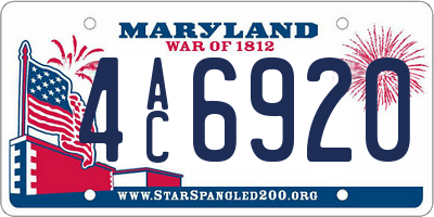 MD license plate 4AC6920