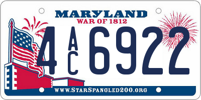 MD license plate 4AC6922
