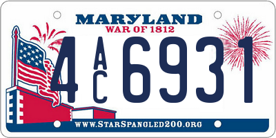 MD license plate 4AC6931