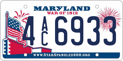 MD license plate 4AC6933