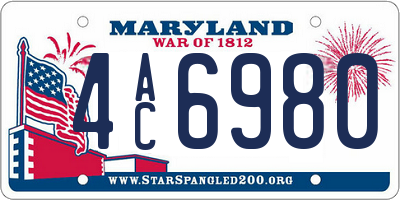 MD license plate 4AC6980