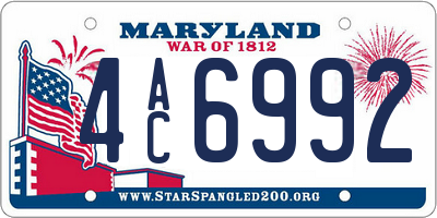 MD license plate 4AC6992